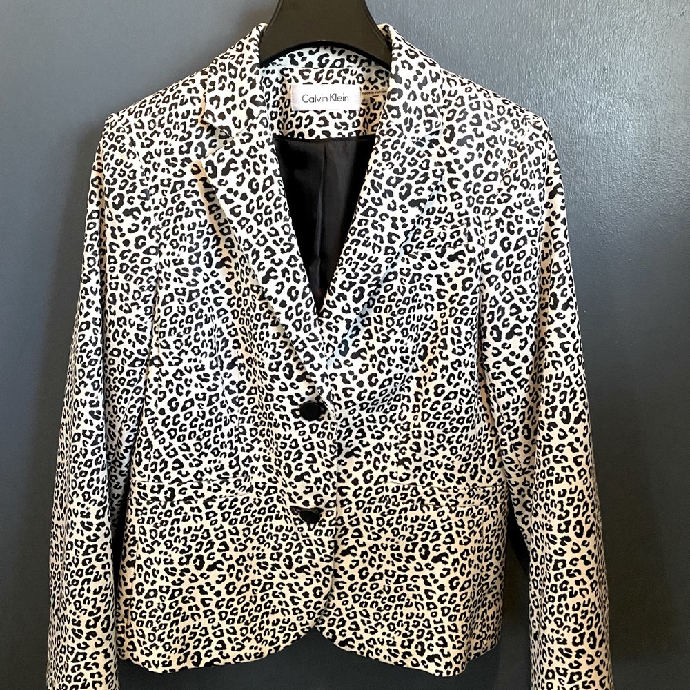 Calvin Klein Cheetah Blazer Womens Small